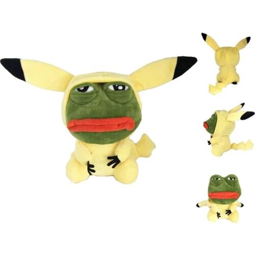 Pokemon Anime Pikachu Kawaii Stuffed Toys For Children Cosplay Spoof Sad Frog Pepe Keychain Cute Room Decor Plush Dolls