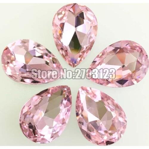 Factory sales pink pointback good quality AAA+ Glass Crystal drop shape rhinestones Nail, clothing accessories SWSP009