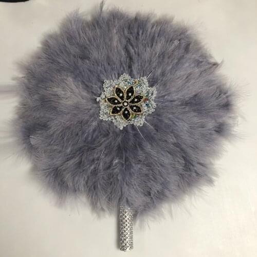 Feather Hand Fan Handmade Luxurious Dance Lace Feather Fans for Wedding Party Gift Dropshipping Wedding Decor Abanicos Para Boda