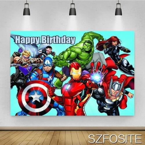 Cartoon Super Shield Hero Giant Background Boy Birthday Party Table Decoration Photography Studio Photo Children Vinyl Backdrop