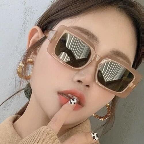 Square Frame Sunglasses Men Women Blue Pink Lens UV400 Protection Eyewear Fashion Design Gafas De Sol