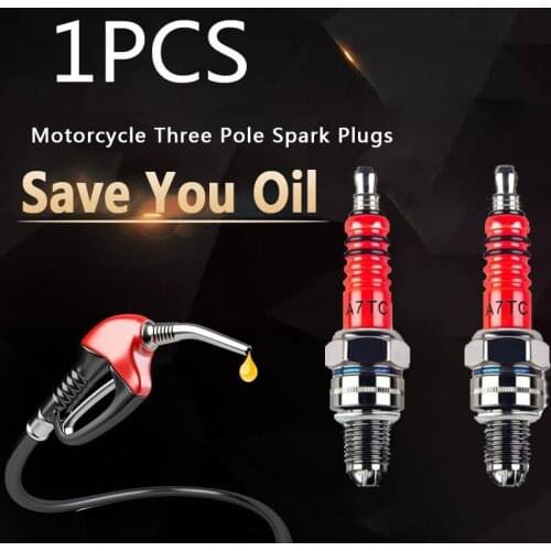 Spark Plug CR7HSA ATRTC High Performance 3-Electrode Car GY6 50cc-150cc Scooter Motorcycle 10mm Auto Spark Plug Accessories 1pc