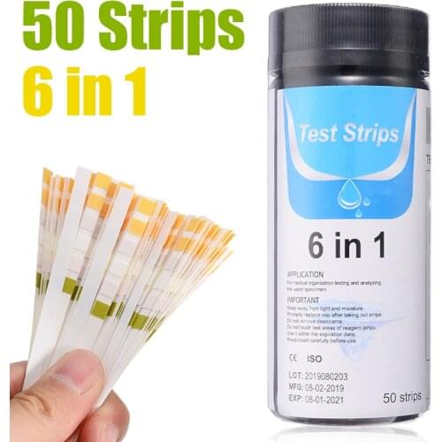 50pcs 6 in 1 PH Level Test Strips Aquarium Fish Tank Water Quality Test Papers PH Meter For Water Testing Measuring