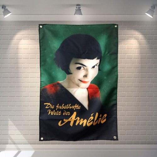 "Amelie" Classic Movies Cloth Flag Banners & Accessories Bar Billiards Hall Studio Theme Wall Hanging Decoration