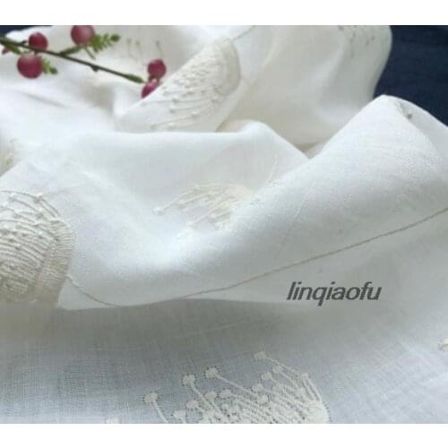 High-quality ramie embroidered garment fabric, exquisite embroidery craft dress fabric