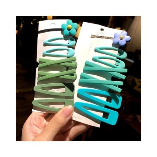 Candy Color 7pcs/Sets Sweet Flowers Water Drop Hair Clips Barrettes Women Girls Hairpins Fashion Headwear Accessories