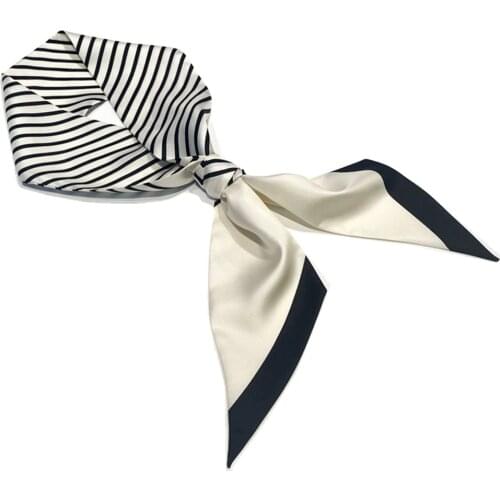 Stripe Neckerchief Ribbon Scarf Pure Real Mulberry Silk Twill Bag Stripes Ladies Fashion Long Skinny Scarves