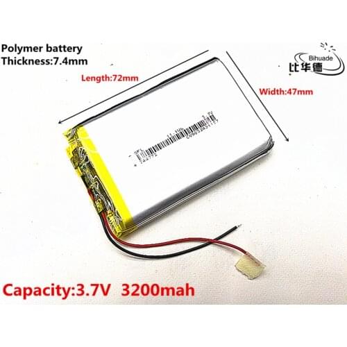 1pcs/lot Good Qulity 3.7V,3200mAH,744772 Polymer lithium ion / Li-ion battery for TOY,POWER BANK,GPS,mp3,mp4