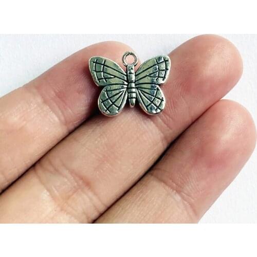 10pcs 14x18mm Charms Butterfly Tibetan Silver Color Pendant For Making Fit DIY Necklace Jewelry Handmade Accessories Wholesale