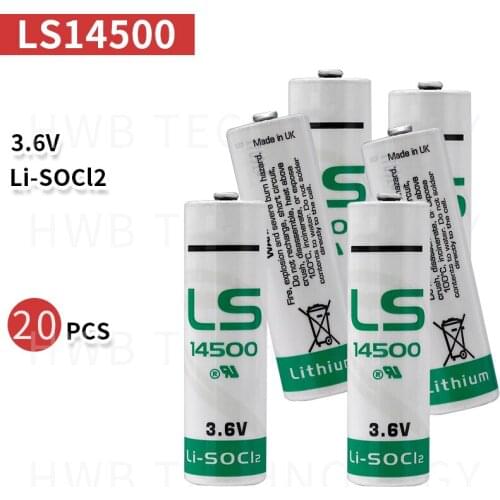 20PCS/lot New fo LS14500 AA ER14505M 3.6v 2600mah lithium battery,instruments and meters backup power supply