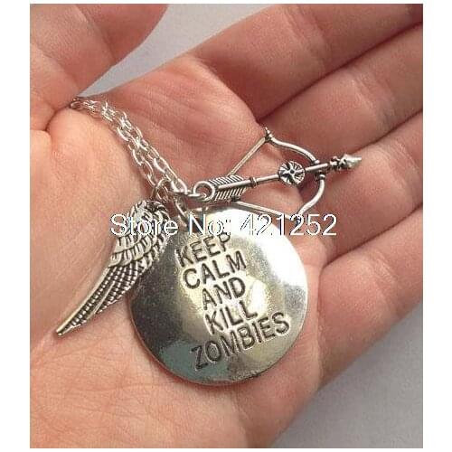 20pcs Walking Dead Pendant Daryl Charm Necklace Geek Gift Norman ReedusTWDZombie Killer Crossbow Wing Vest