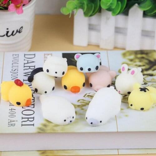 200pcs/lot Mini Party Gift Cute Squeeze Toy Mochi Squishy Cat Vent Pressure Stress Reliever Carton Animals Hand Toy OPP Bag