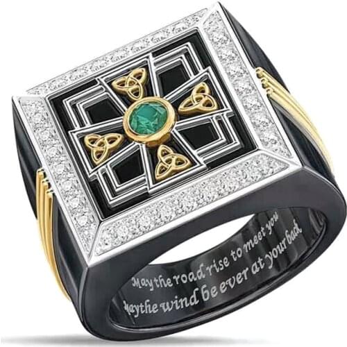2021 Retro Classic Two-color Antique Cross Ring Mens Square Ring Fashion Mens Jewelry Accessories Cross Locomotive Ring