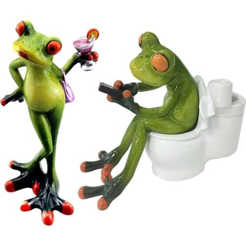 2X Statue for Home Garden Decor Frog Resin Craft Collectible Figurine Statue