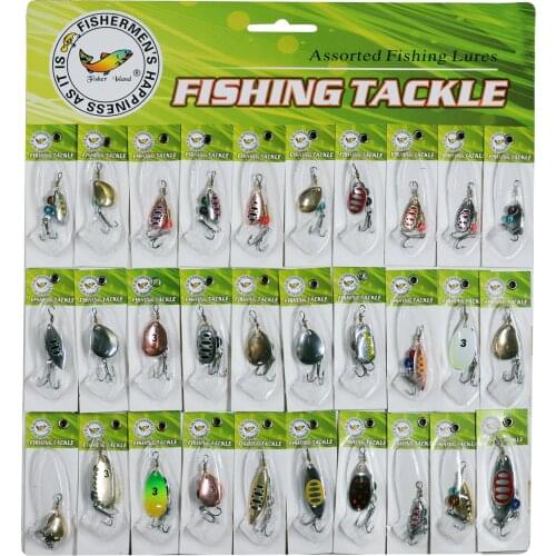 30pcs/set Assorted Fishing Spinner Bait Metal Spoon Fishing Hard Lure Bass Carp Fishing Tackle