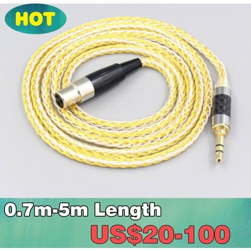 8 Core Silver Gold Plated Braided Earphone Cable For Beyerdynamic DT1770 DT1990 PRO AKG K181 pro 2015 M220 LN007273