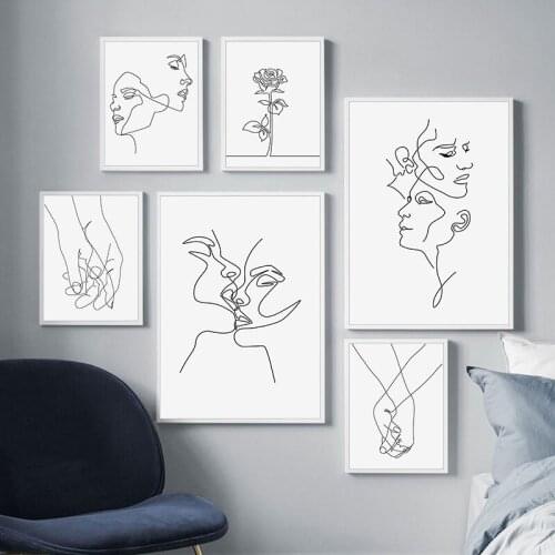 Abstract Black Figures Line Canvas Painting Nordic Minimalist Decorative Posters Prints Art Picture Living Room Home Wall Decor