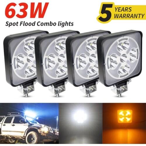 Car LED Work Spot Flood Light Combo Beam 3030 SMD DC 12-24 Volts 63 Watts 6500K 3000K Switch for Truck 4x4 4WD