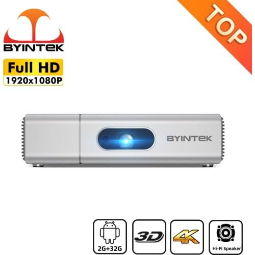 BYINTEK U50 Pro Full HD 1080P Android Wifi-display Smart 2K 3D 4K TV Portable Home Mini LED DLP Projector for Smartphone
