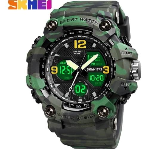 SKMEI Top Luxury Watches Men Military Waterproof Sport Wristwatch Dual Display Watch Mens Watch Male Relogio Masculino 1742