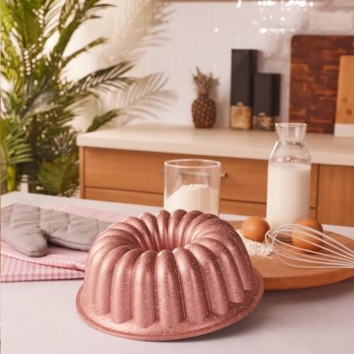Emsan Arya 24 cm Cast Cake Mold Golden Pink, Cake Mold pan mold organic Cake Mold Ovenware Kitchenware Fireproof Non Stick