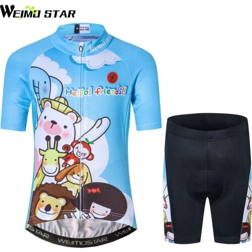 Weimostar Boys Girls Outdoor Cycling Jersey Set Summer Short Breathable Kids Bicycle Cycling Clothing Children MTB Bike Jersey