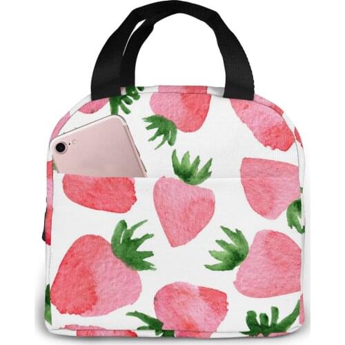 Insulated Lunch Bag Thermal Watercolor Strawberry Tote Bags Cooler Picnic Food Lunch Box Bag