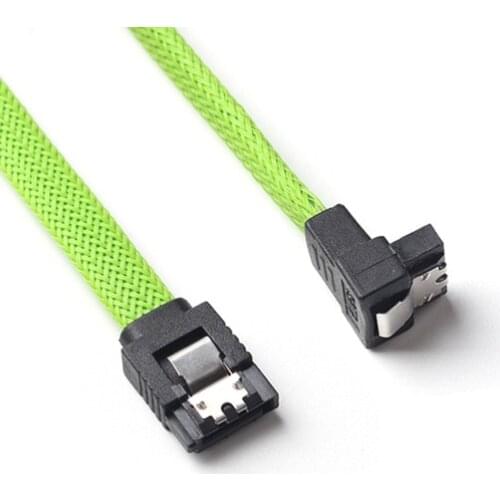 50CM SATA 3.0 III SATA3 7pin Data Cable Right Angle 6Gb/s SSD Cables HDD Hard Disk Data Cord with Nylon Sleeved(Green)