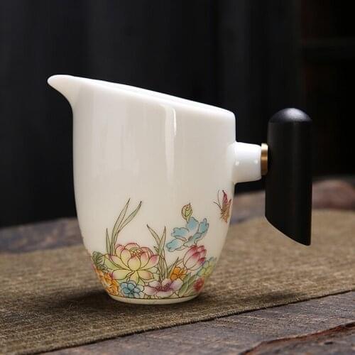 200ml Fair Cup Ceramic Porcelain Rural Flower Coffee Mug Chinese Kung Fu Tea Set Accessories Mugs Master Teacup Teaware Crafts