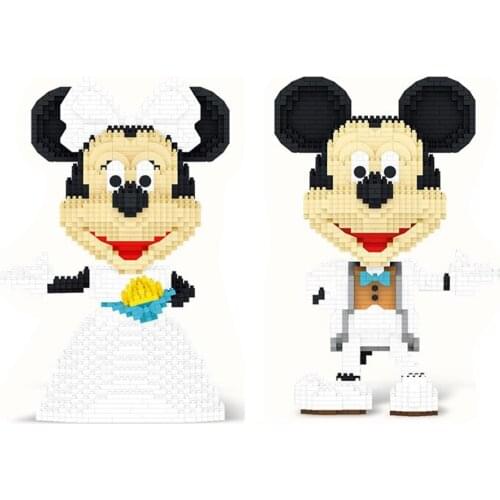 Classic Mickey Minnie mouse wedding Groom and Bride cartoon Disneyland figures model bricks micro diamond blocks toys child gift