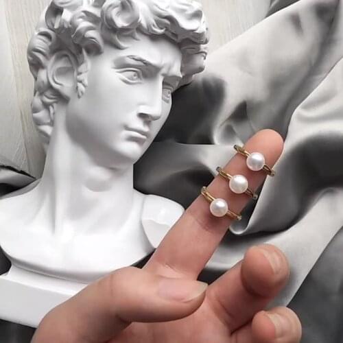 Cute Women Jewelry 2020 Trend 18k Gold Wedding Rings for Women with Freshwater Pearl Vintage Stainless Steel Rings for Girls