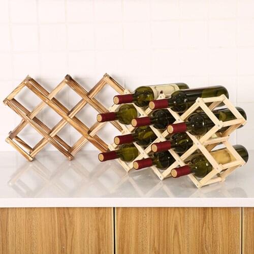 Creative Folding Red Wine Rack Wooden Durable Grape Liquor Holder Home Supply Cabinet Red Wine Display Storage Racks Holders
