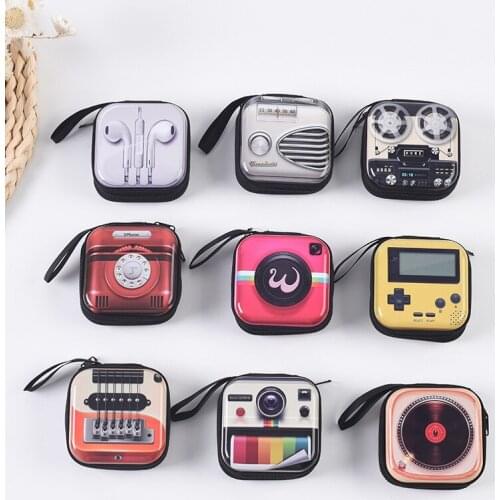 Creative tin wallet vintage tape wallet cartoon key bag woman coin headphone holding bag