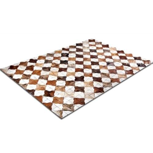 Fashionable art carpet 100% natural genuine cowhide leather machine made carpet turkey