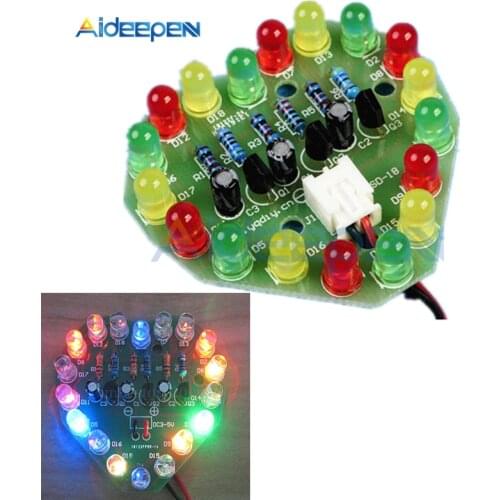 DC 3V-5V DIY Kit Heart Shape Lamp Kits Cycle Light Suite Breadboard LED Electronic Production DIY Kits Three Colors Heart Shaped