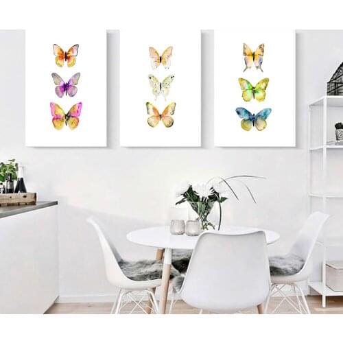 Canvas Painting Modern Minimalist Butterfly Wall Art Posters Blue Orange Butterfly Print Nordic Living Room Kitchen Decoration
