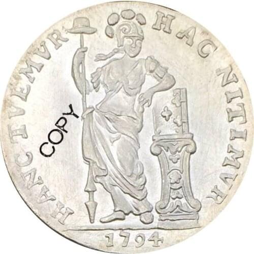 Netherlands West Indies 1/4 Gulden 1794 Standing Figure With Cap On Pole Brass Silver Plated Copy Coin Commemorative COINS