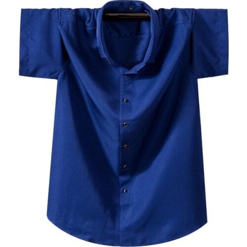 2018 Summer New Mens Casual Short-sleeved Washed Large size Short-sleeved Shirt Mens Business Casual Shirt Size M-6XL 7XL