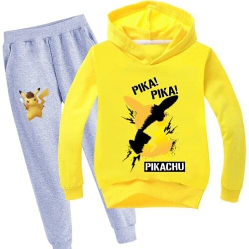 2-15Y Pokemon Pikachu Anime Squirrel Go Tracksuit Kids Printed Hoodie Pants 2pcs Baby Boys Girls Clothing Toddler Girl Outfits