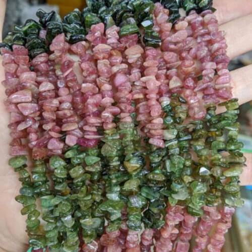 High Quality 4-7mm Natural Rainbow Tourmalines Stone Chip Shape Necklace Bracelet Jewelry Loose Beads 38cm wk134