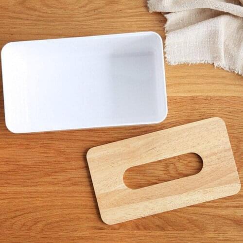 Plastic Tissue Box Modern Wooden Cover Paper with Oak Napkins Case Home Home Car Organizer Decoration Tools Holder S0P8