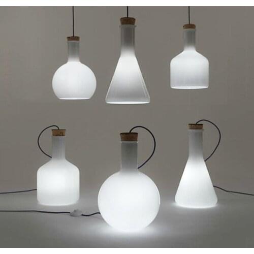 Nordic Glass Bottle Pendant Lights Wood Kitchen Hanging Lamp Home Decor Dining Room Bedroom Loft Decorative Led Light Fixtures