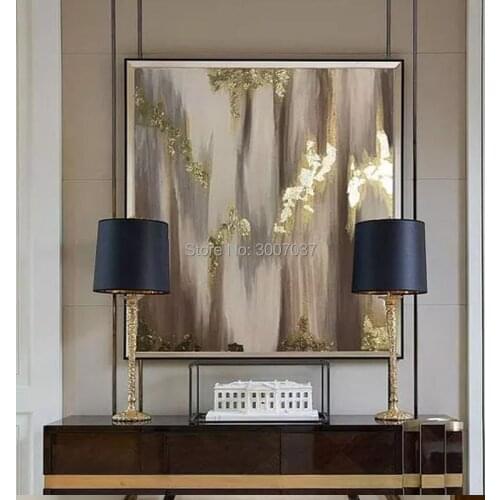 Excellent Artist 100% Hand-painted Abstract modern Golden Oil Painting on Canvas Luxury Gold Foil Abstract canvas Painting art