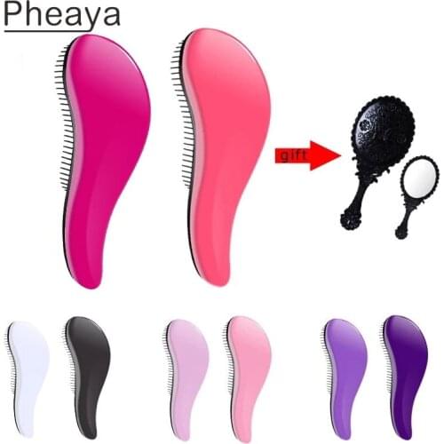 Pheaya 2PCS/Set Hair Comb TT Princess Comb Tangle Barber Accessories Shower Hair Brush Anti-Static Hairstyles Tools With Gift