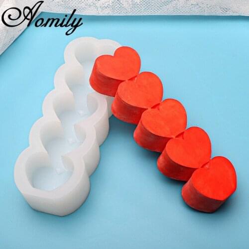Aomily Love Heart Shaped Candle Cake Silicone Chocolate Molds Fondant Cake Decorating Tools Soap Resin Clay Mould Baking Tools
