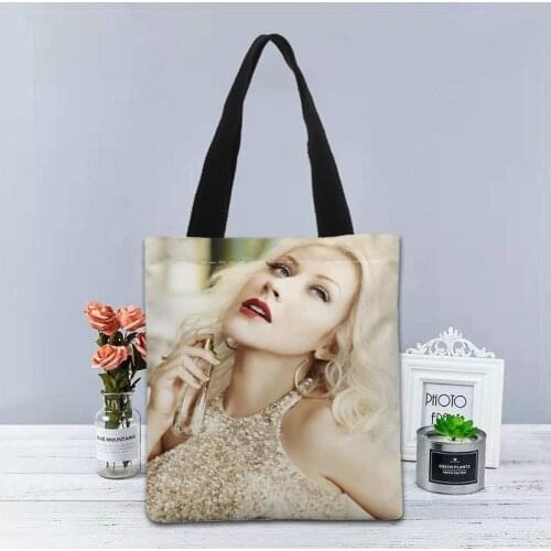 Custom Logo Christina Aguilera Printed Handbag Canvas Tote Bags Shopping Travel Casual Useful Shoulder Bag Women Bag 1208