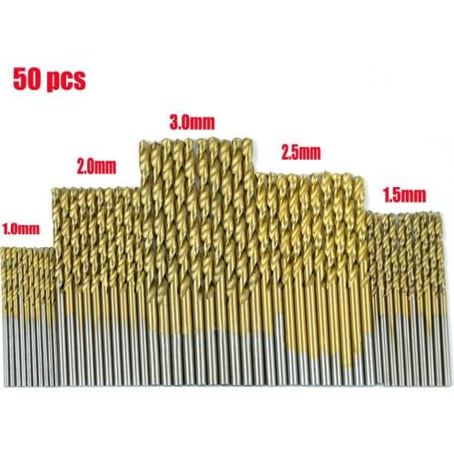 Titanium coating 1 / 1.5 / 2 / 2.5 / 3mm drill bit high speed steel drill bit fixing tool home decoration power tool accessories