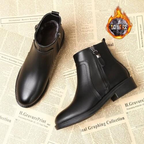 Long plush winter boots women British round toe double zipper botines mujer 2020 oxford leather platform ankle boots women 191