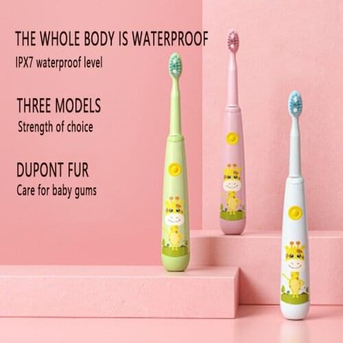 USB Charging Ultrasonic Vibration Intelligent Cartoon Childrens Electric Toothbrush Comes with 4 Brush Heads
