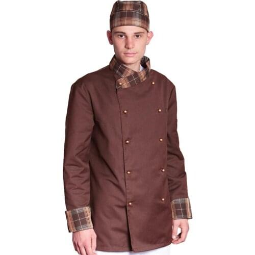 Unisex clothing Plaid work jacket chef kitchen cook cake design